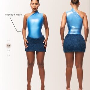 Coucoo Metallic Blue Body Suit Never Worn